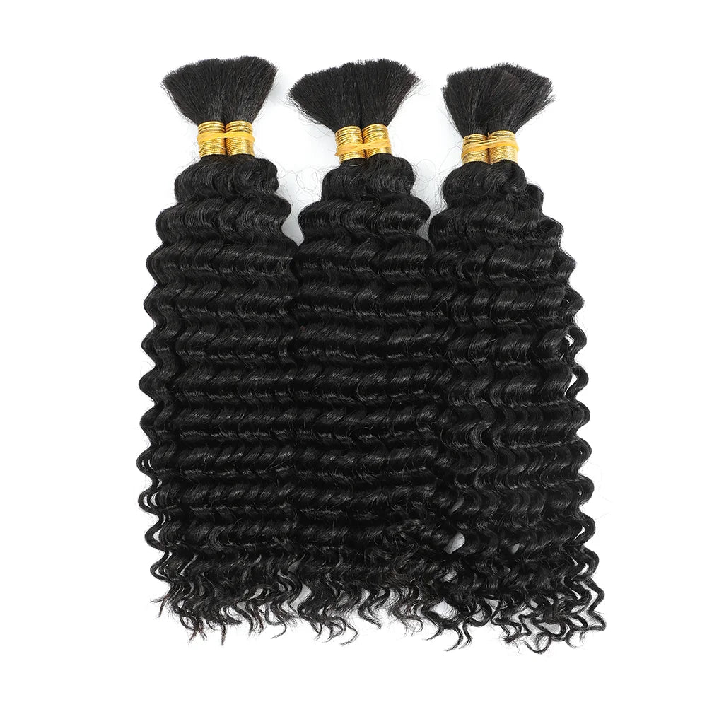 Chocolate Brown Remy Human Hair Bulk for Boho Braids | Deep Wave Braiding Hair