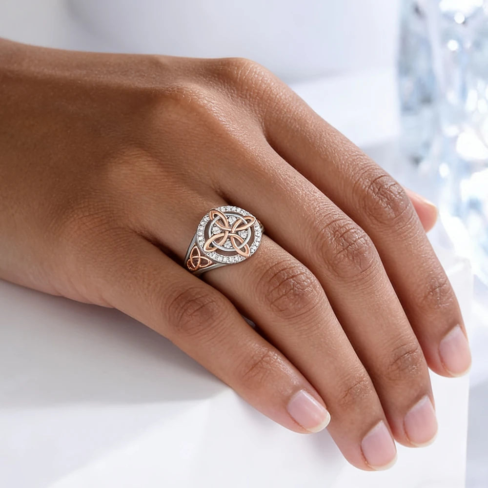 Two-Tone Celtic Heart Knot Ring