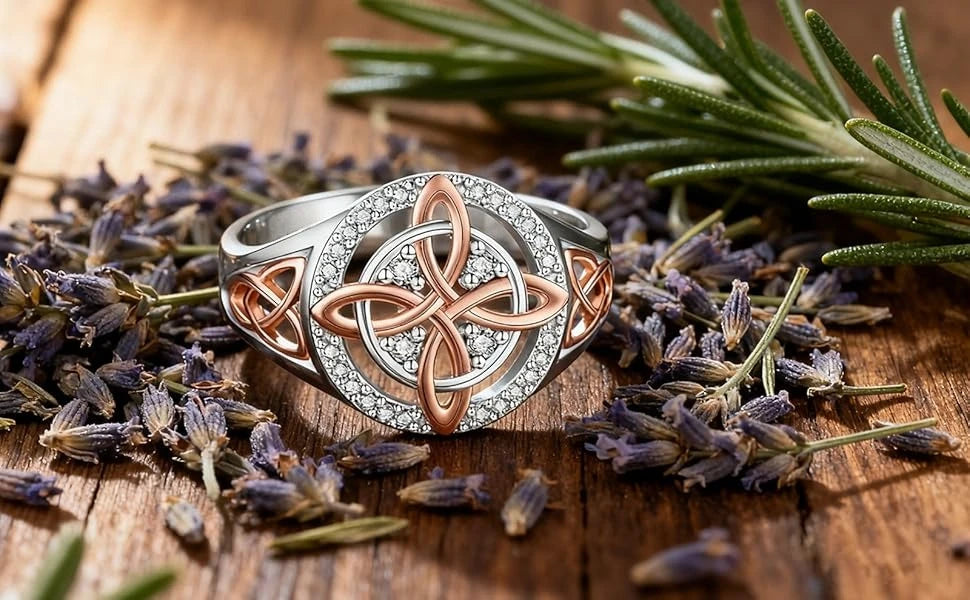 Two-Tone Celtic Heart Knot Ring
