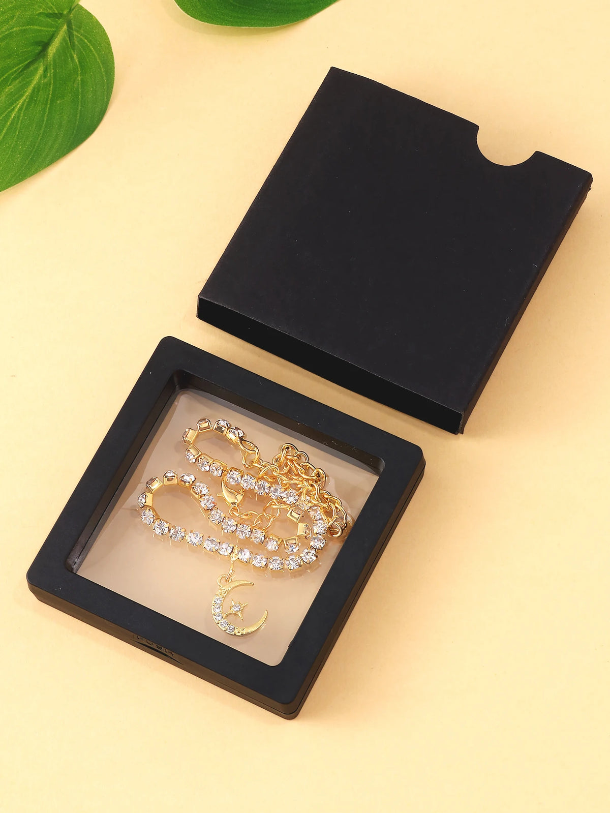 Crescent Moon Rhinestone Tennis Anklet
