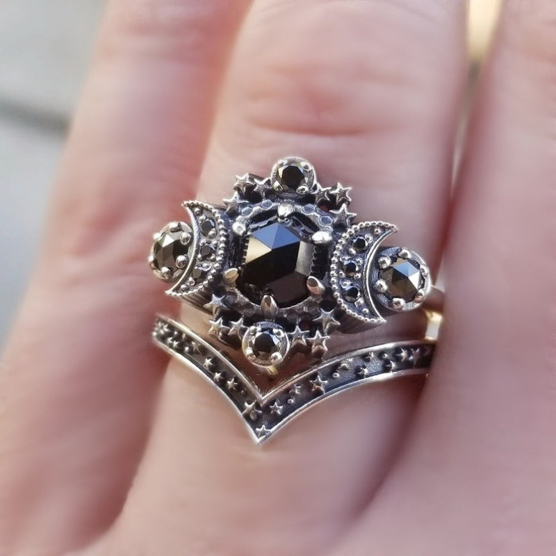 Gothic Crown Moon Ring