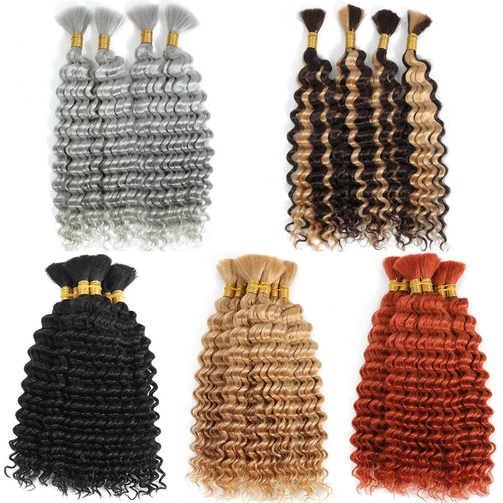 Chocolate Brown Remy Human Hair Bulk for Boho Braids | Deep Wave Braiding Hair