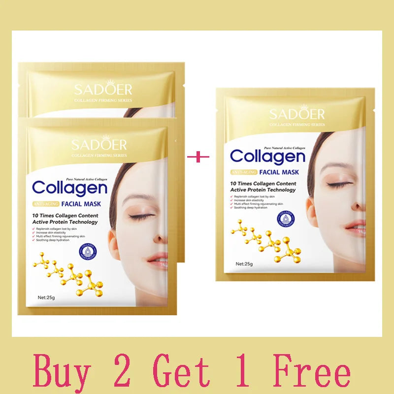 Korean Collagen Anti Wrinkle Facial Mask Fade Fine Lines Anti Aging Firm Skin Moisturizing Brightening Skincare Hydrate Mask