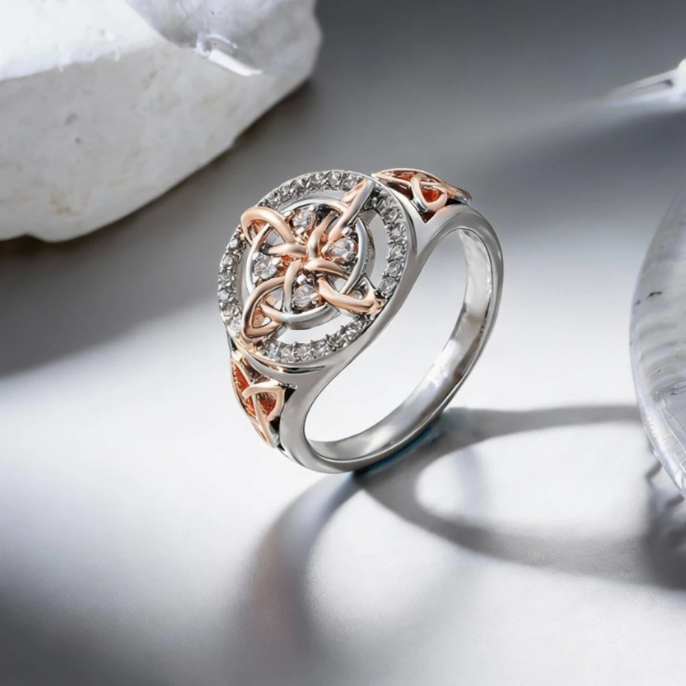 Two-Tone Celtic Heart Knot Ring