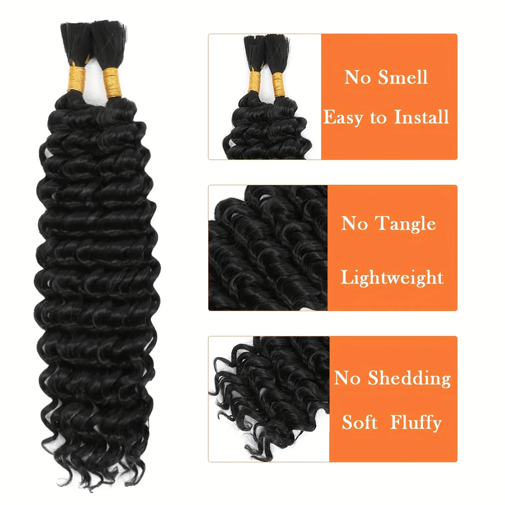 Bohemian Deep Wave Synthetic Hair Bundles | Wet & Wavy Water Wave Braiding Hair Extensions