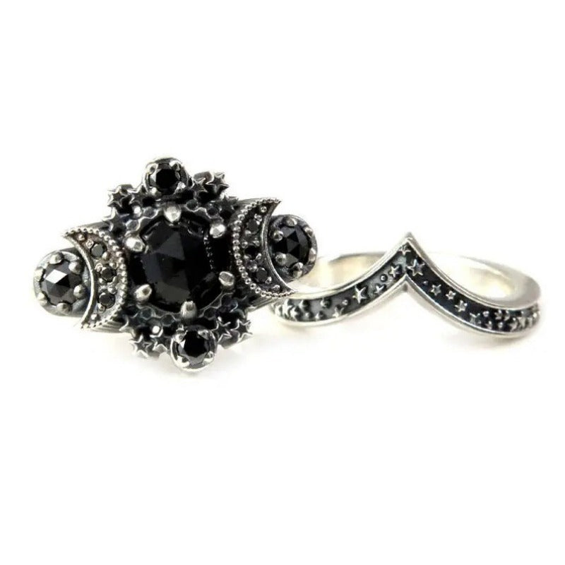 Gothic Crown Moon Ring