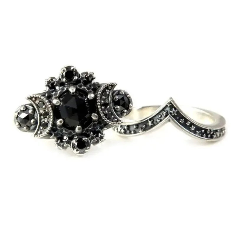 Gothic Crown Moon Ring