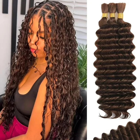 Synthetic Deep Wave Bulk Hair for Boho Braids | No-Weft Curly Braiding Hair Bundles