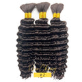 Chocolate Brown Remy Human Hair Bulk for Boho Braids | Deep Wave Braiding Hair